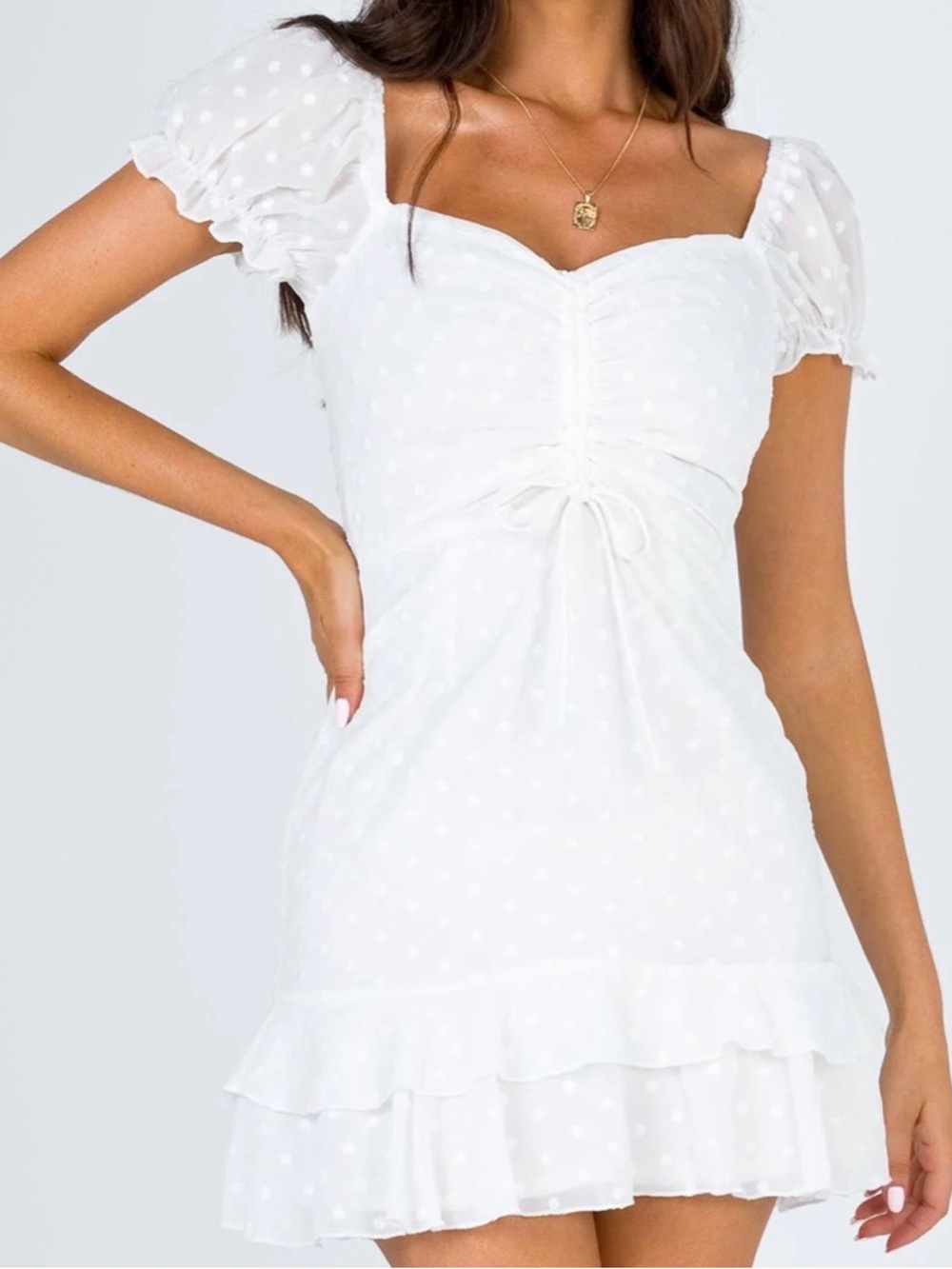 NWT Princess Polly White Ruffle Mini Dress